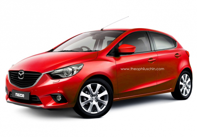 Nová Mazda 2 2014 na neoficiální ilustraci, realita ale zřejmě bude jiná