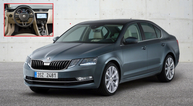 Toto je Škoda Octavia po faceliftu, její příď je velmi odvážná